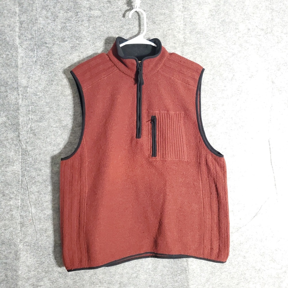 The Territory Ahead Vest Mens Large Red Lambswool Blend Quarter Zip Casual Wear